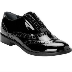 Vionic Size 7.5 Hadley Wingtip Brogue Academia Black Patent Leather Oxfords